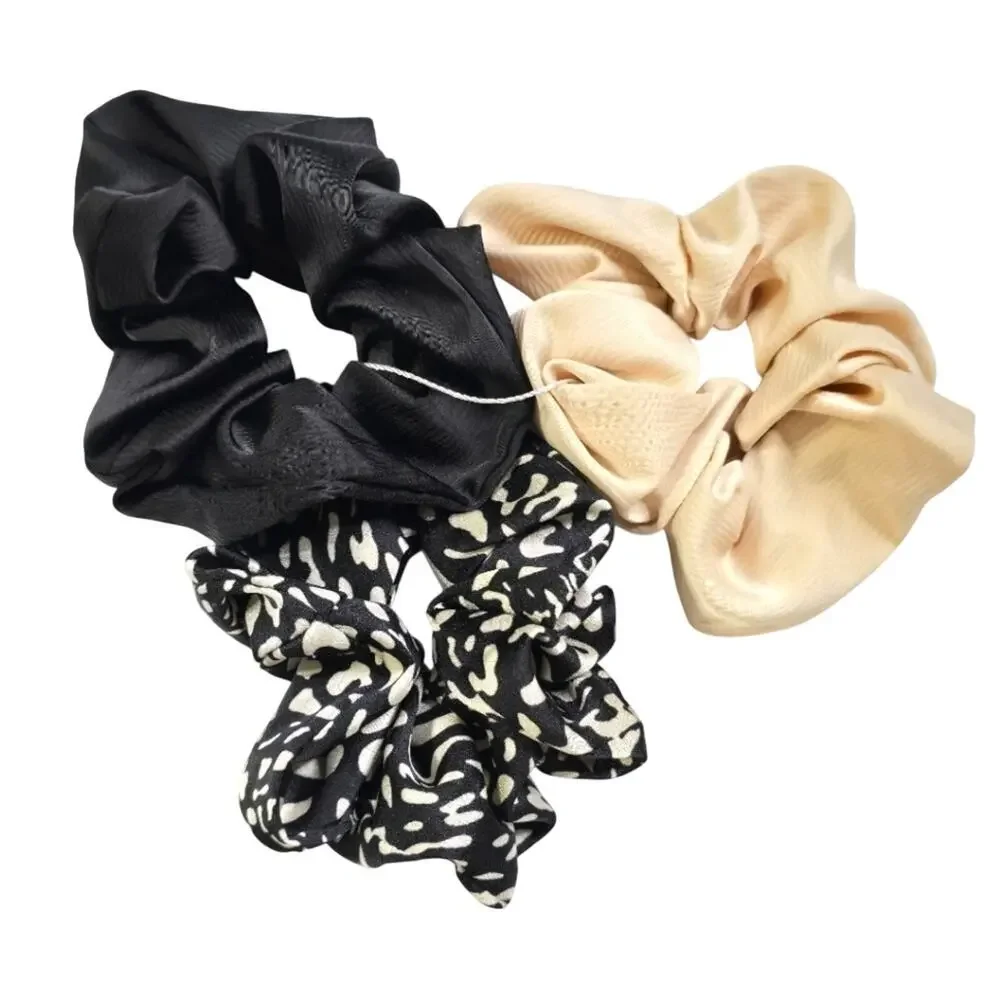 Black Bone 3 Piece Accessories Scrunchie Hair Tie Hair Band Elastic Stretch SB28